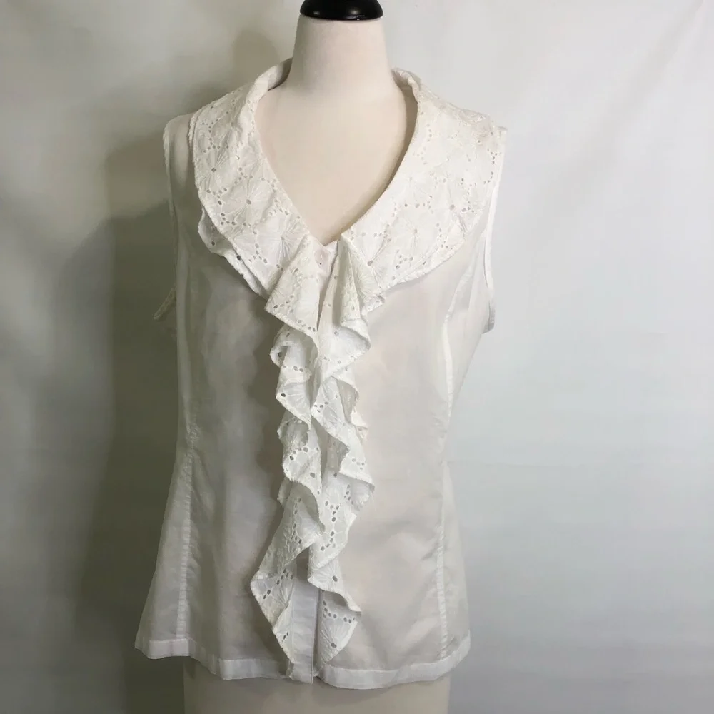 Jones New York XL sleeveless ruffle shirt EUC - Picture 1 of 8